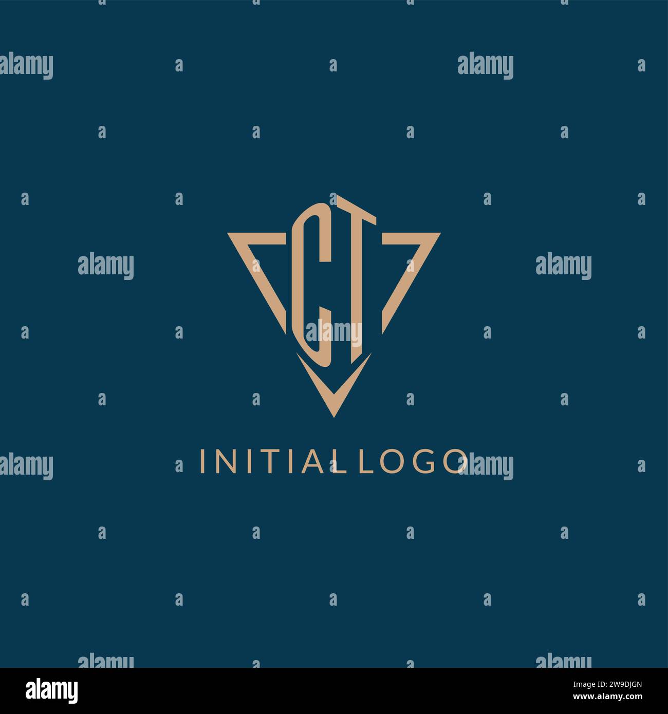 CT logo initials triangle shape style, creative logo design vector graphic Stock Vector