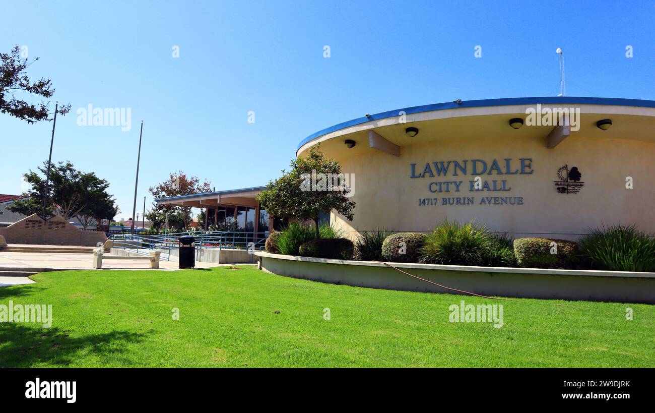 Lawndale, California: LAWNDALE CITY HALL at 14717 Burin Avenue, Lawndale Stock Photo
