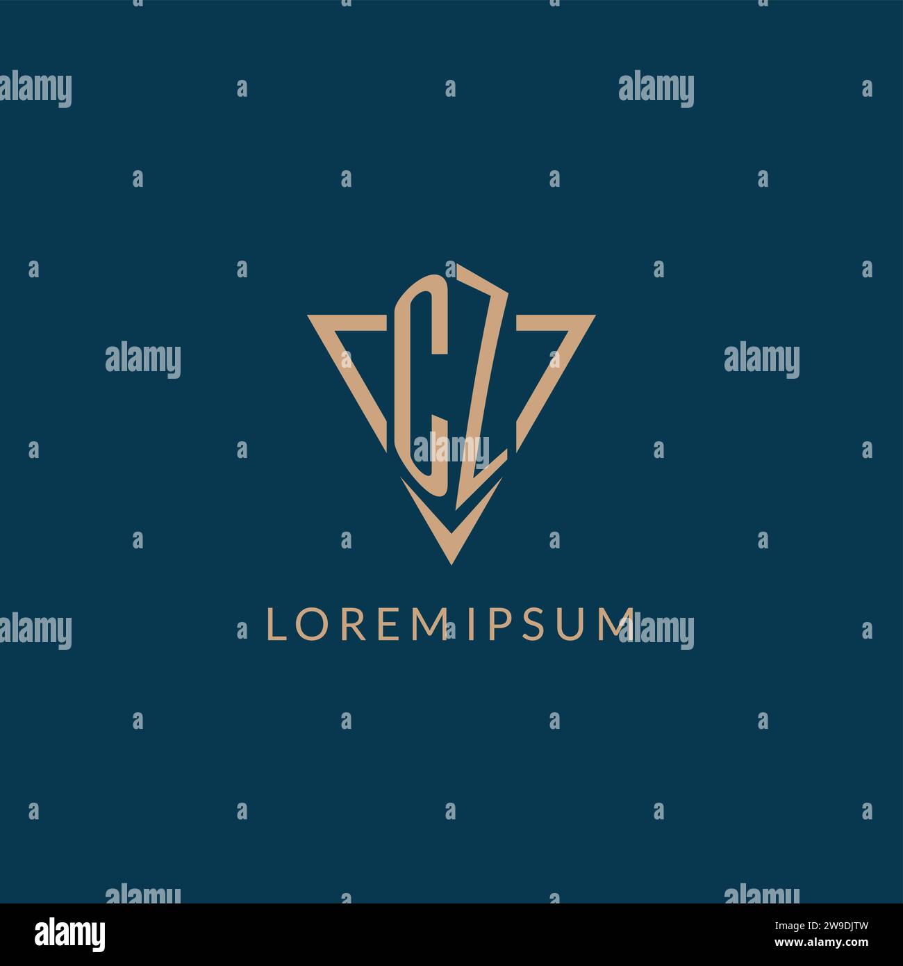 CZ logo initials triangle shape style, creative logo design vector graphic Stock Vector