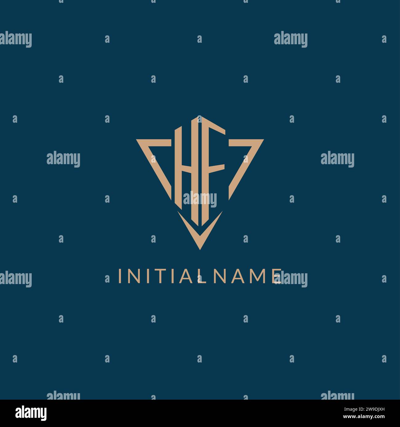 HF logo initials triangle shape style, creative logo design vector graphic Stock Vector