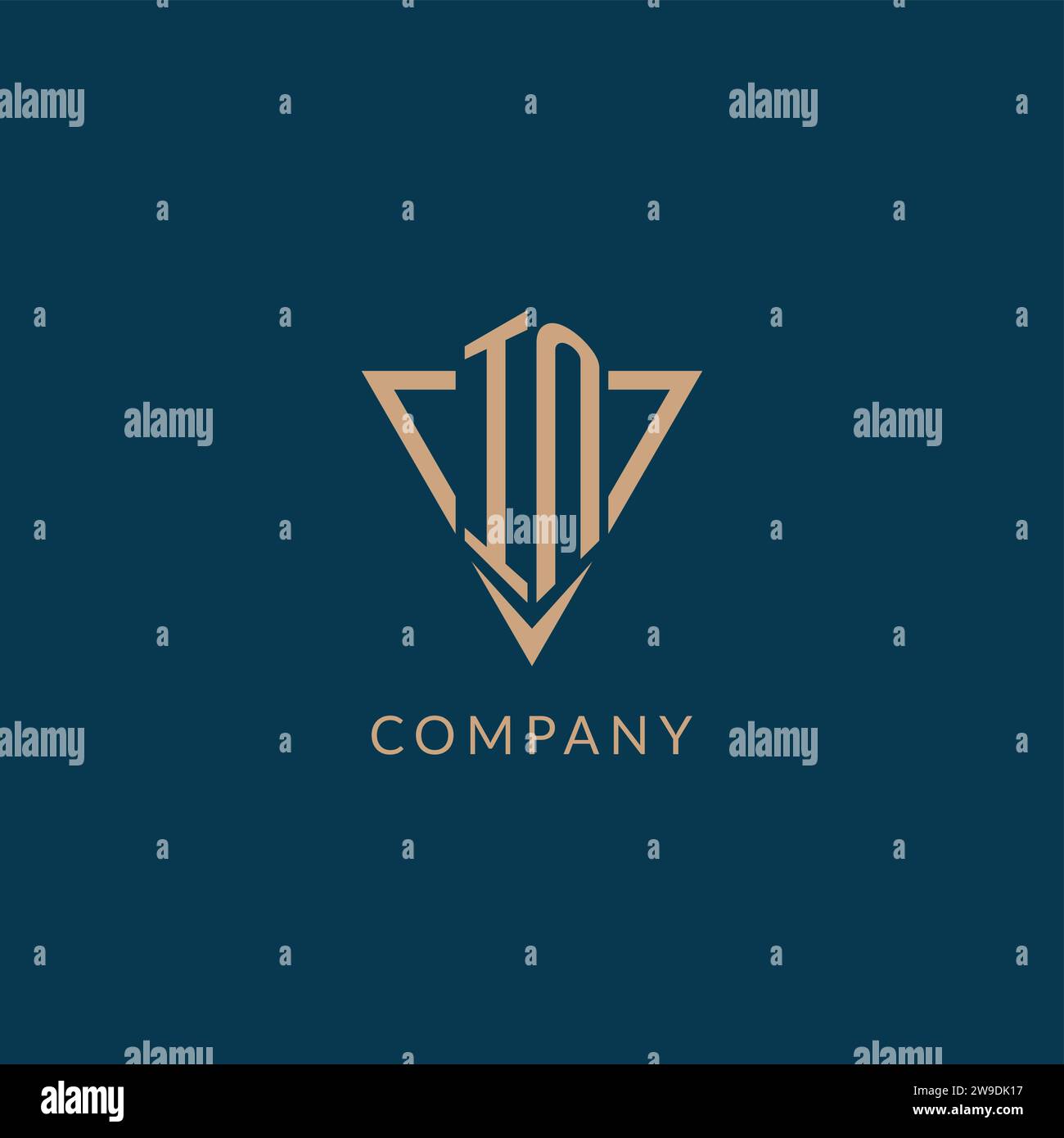 IN logo initials triangle shape style, creative logo design vector graphic Stock Vector