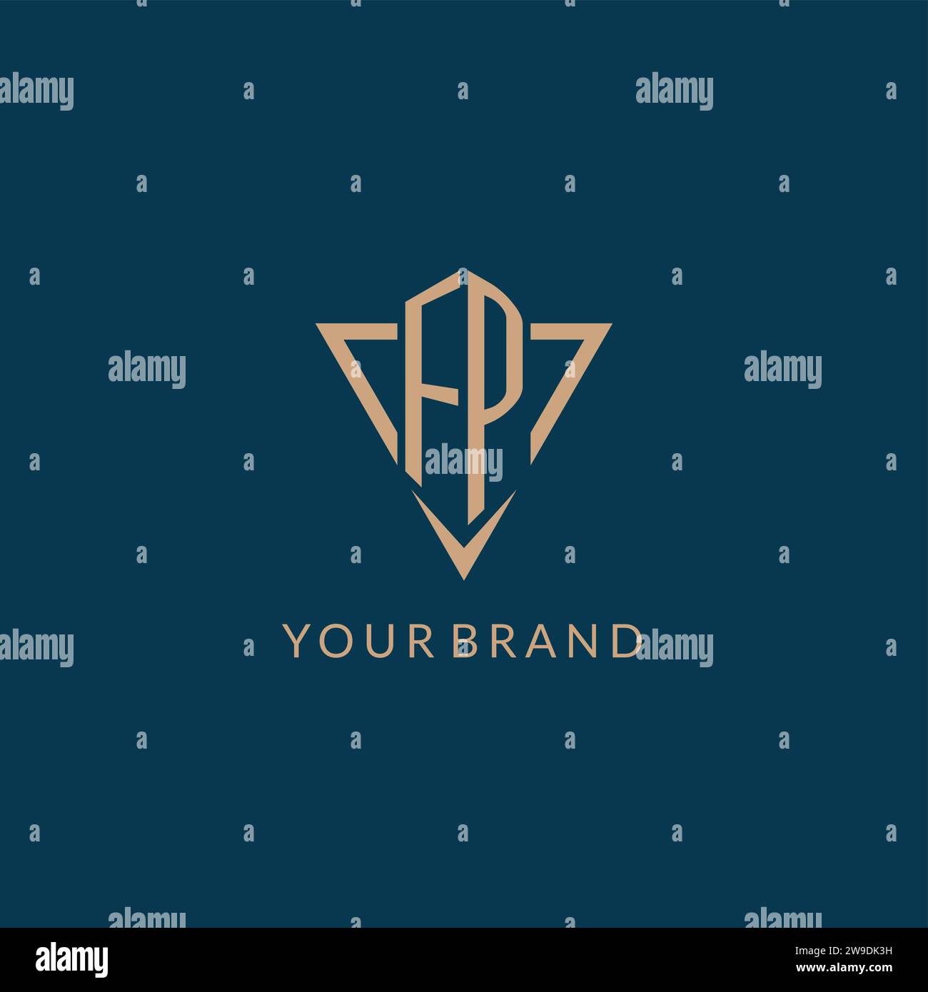 FP logo initials triangle shape style, creative logo design vector graphic Stock Vector