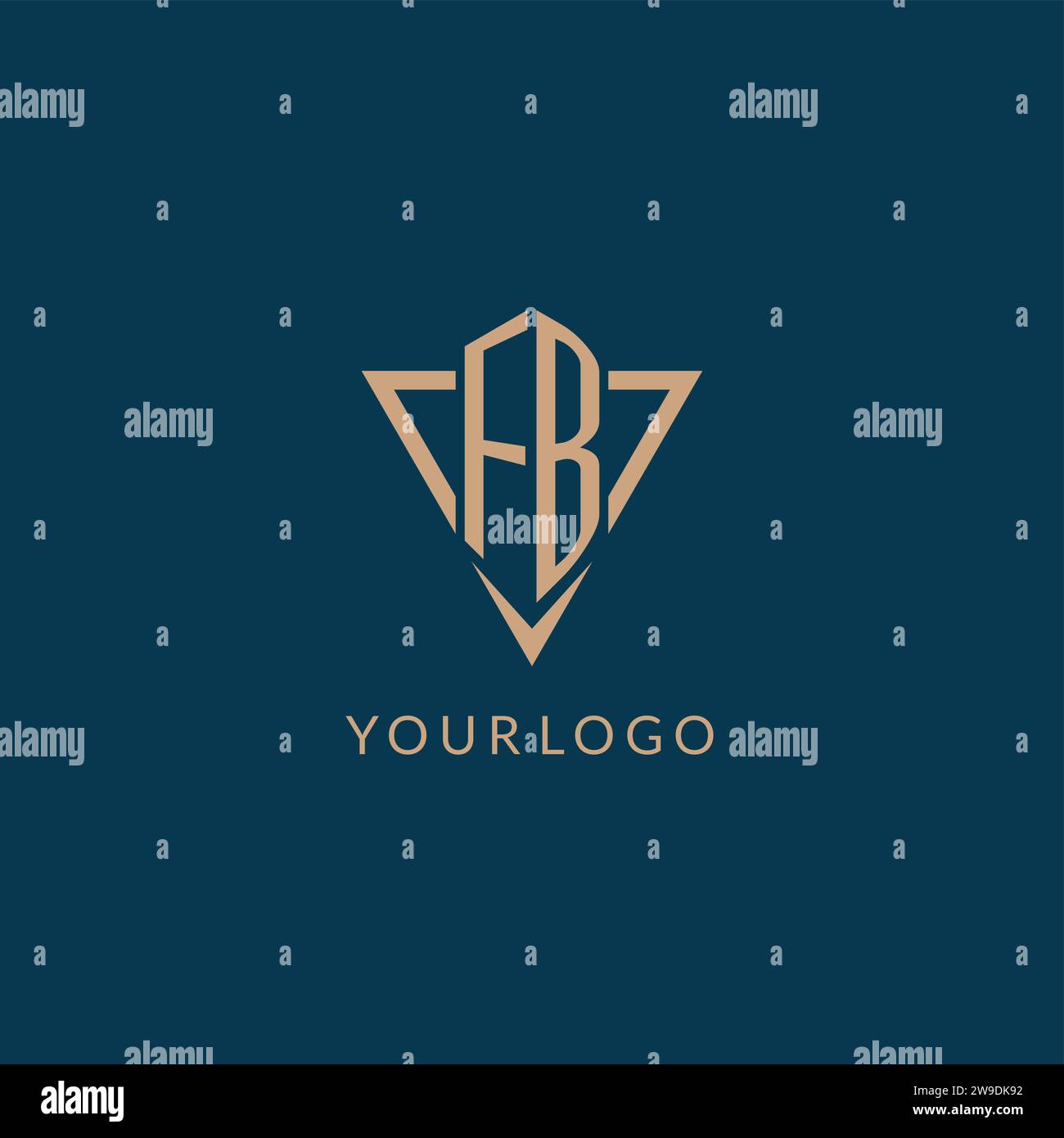 FB logo initials triangle shape style, creative logo design vector graphic Stock Vector