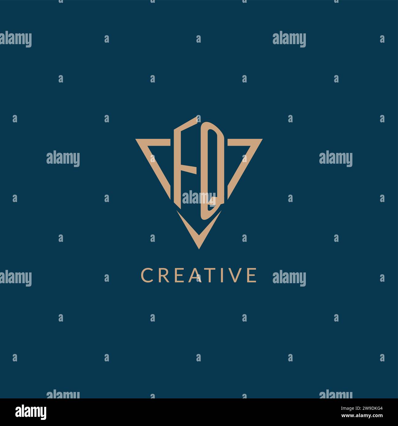 FQ logo initials triangle shape style, creative logo design vector graphic Stock Vector