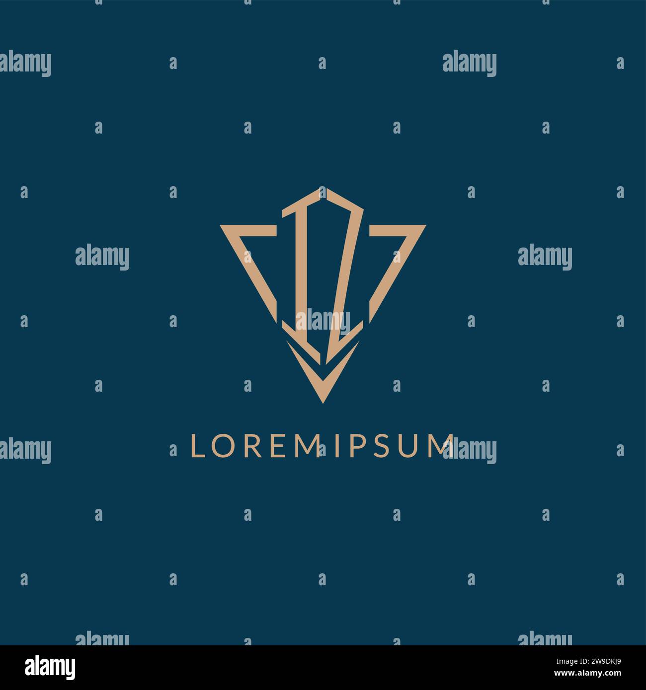 IZ logo initials triangle shape style, creative logo design vector graphic Stock Vector