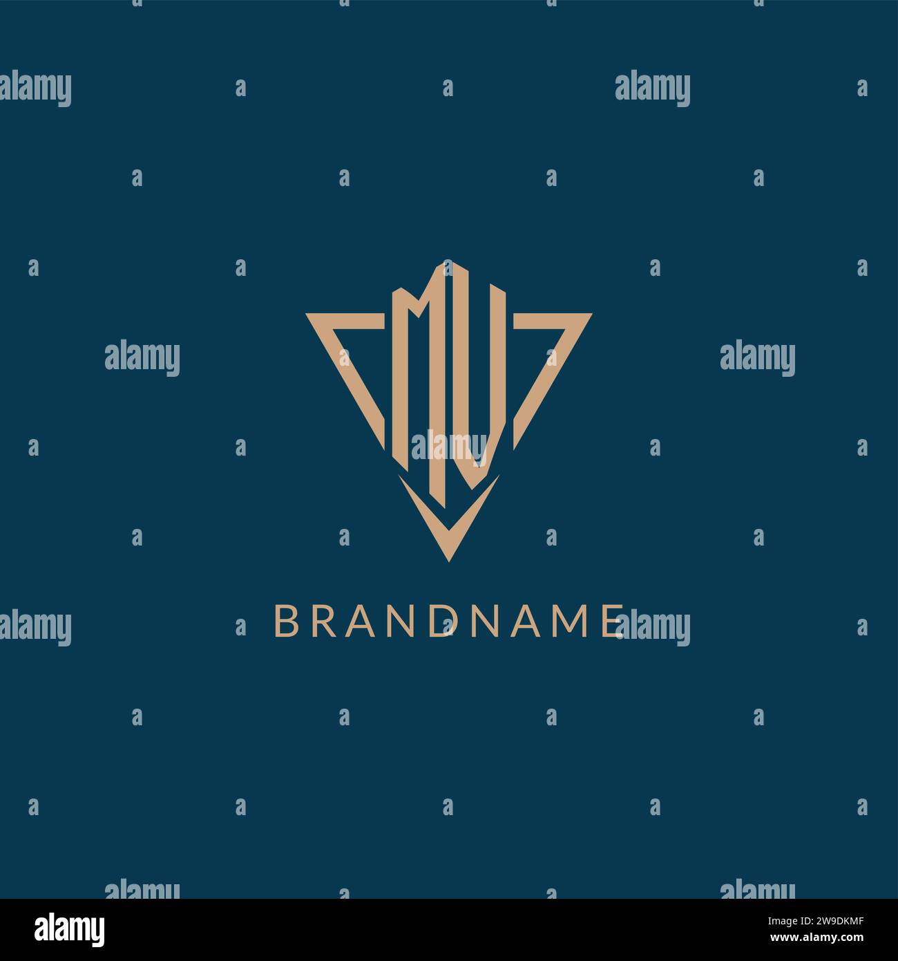MV logo initials triangle shape style, creative logo design vector graphic Stock Vector
