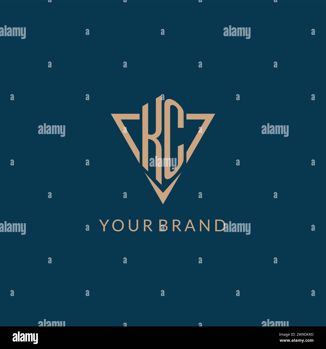 KC logo initials triangle shape style, creative logo design vector graphic Stock Vector
