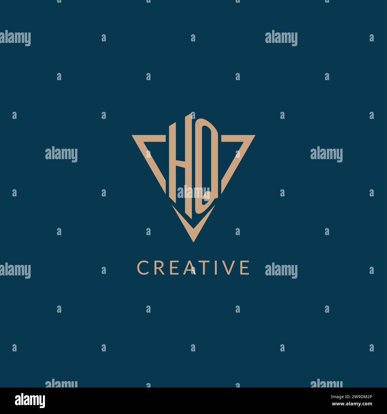 HQ logo initials triangle shape style, creative logo design vector graphic Stock Vector