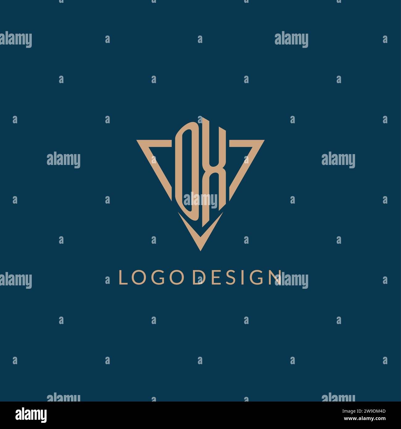 OX logo initials triangle shape style, creative logo design vector graphic Stock Vector