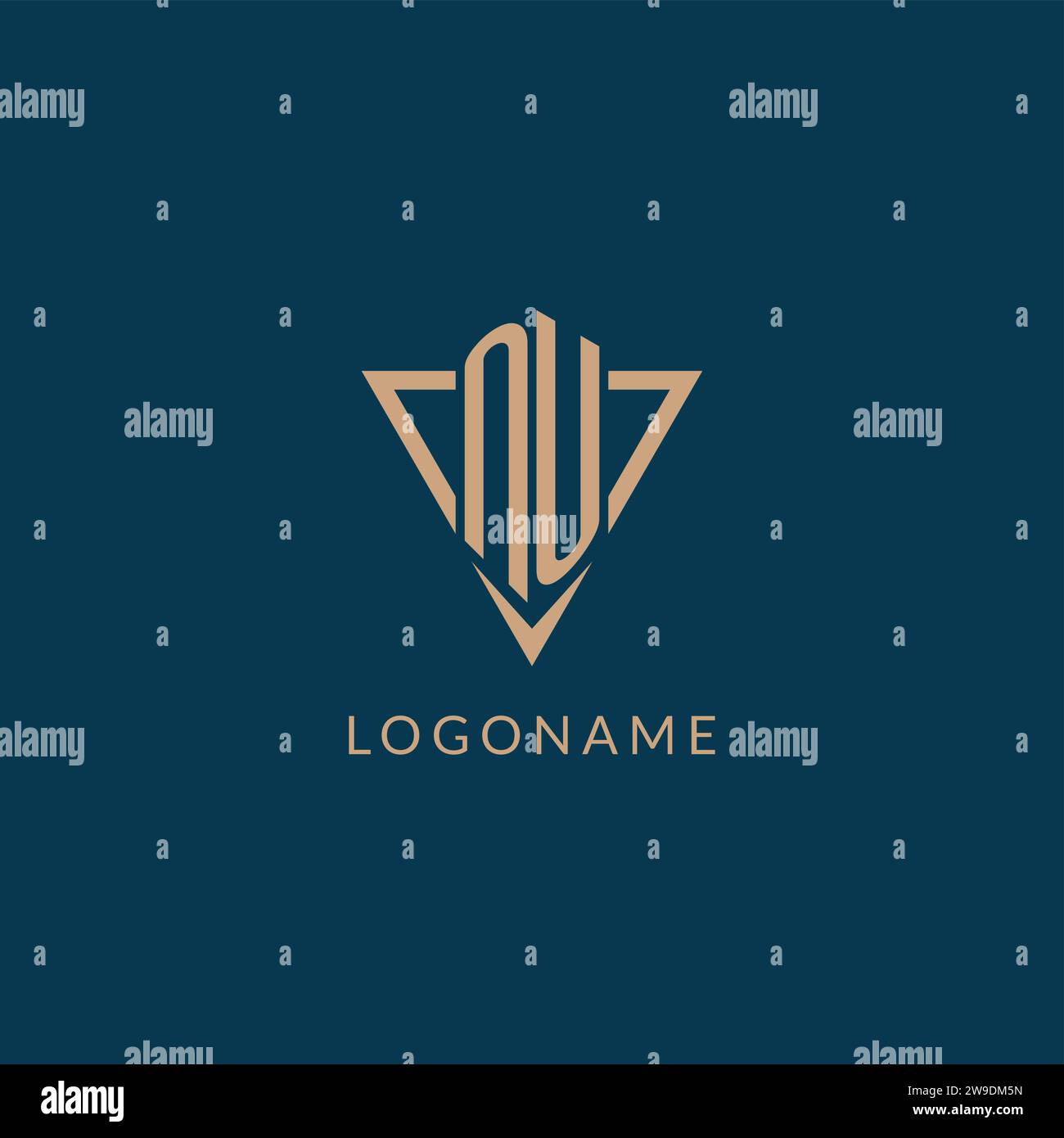 NU logo initials triangle shape style, creative logo design vector graphic Stock Vector