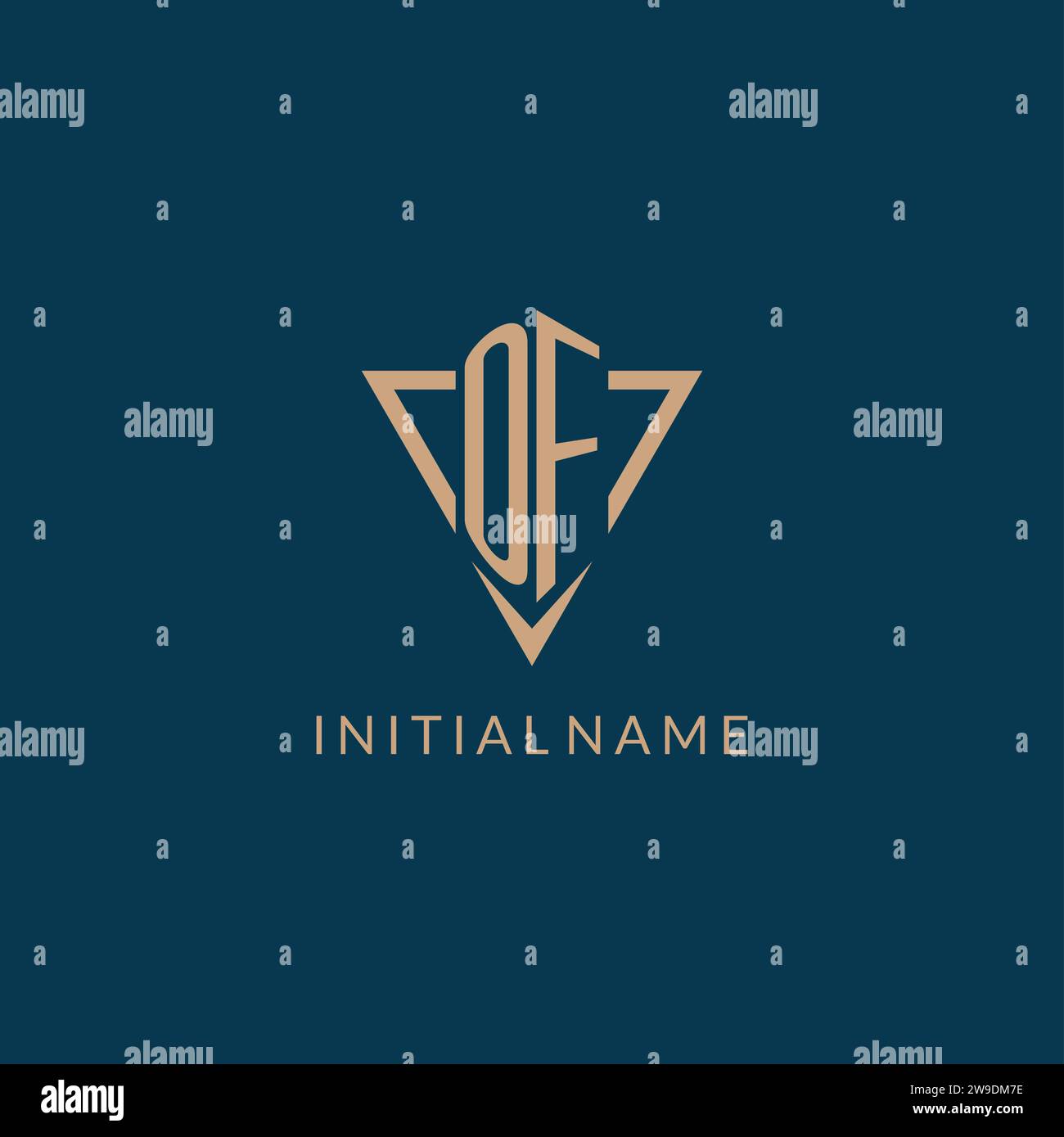 OF logo initials triangle shape style, creative logo design vector graphic Stock Vector