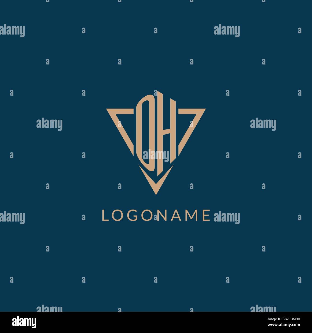 OH logo initials triangle shape style, creative logo design vector graphic Stock Vector