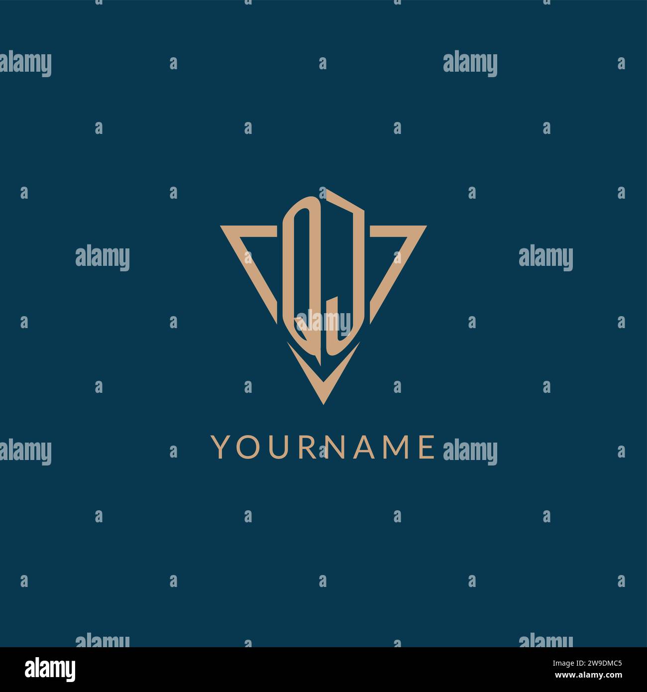 QJ logo initials triangle shape style, creative logo design vector graphic Stock Vector