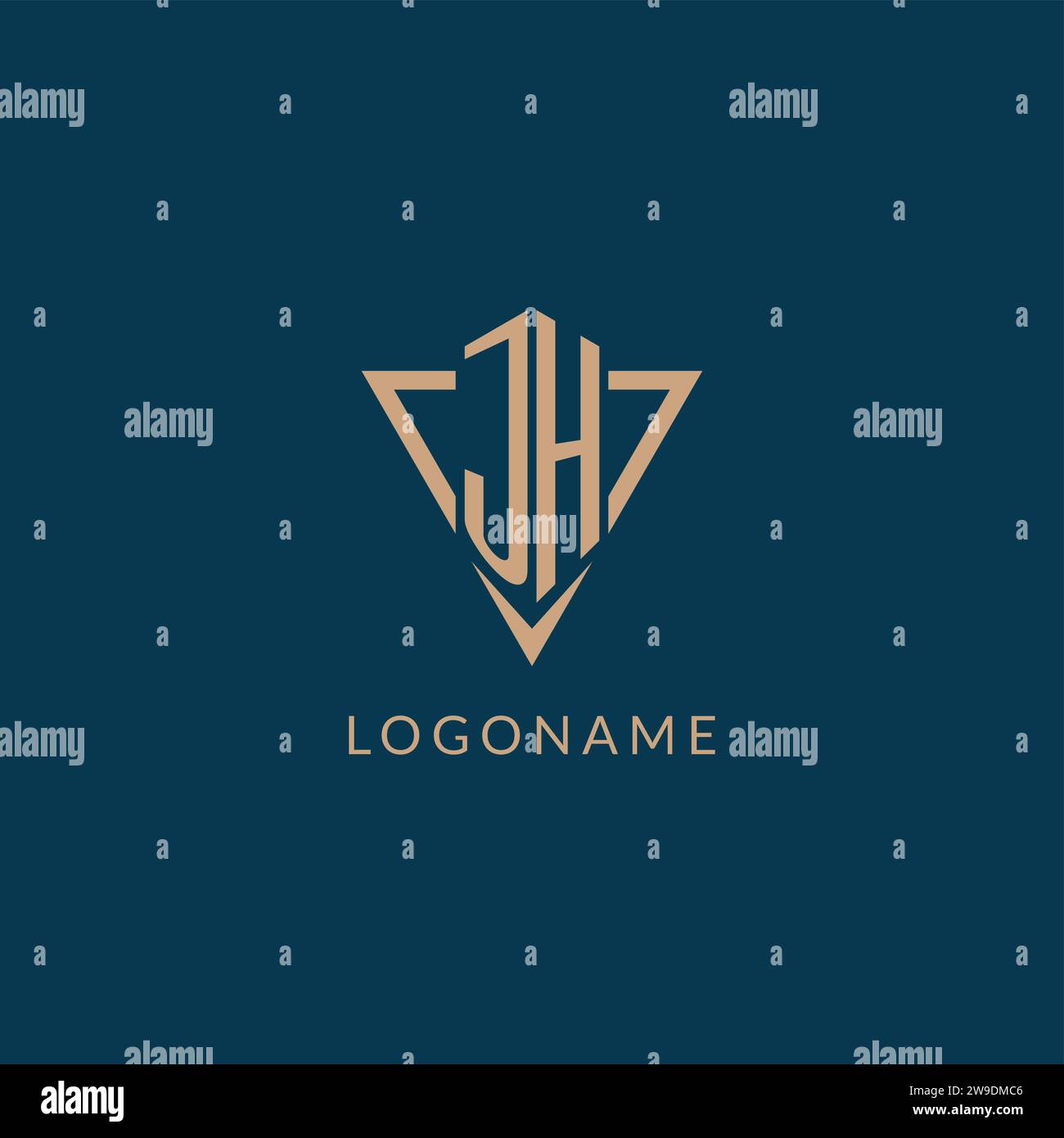 JH logo initials triangle shape style, creative logo design vector