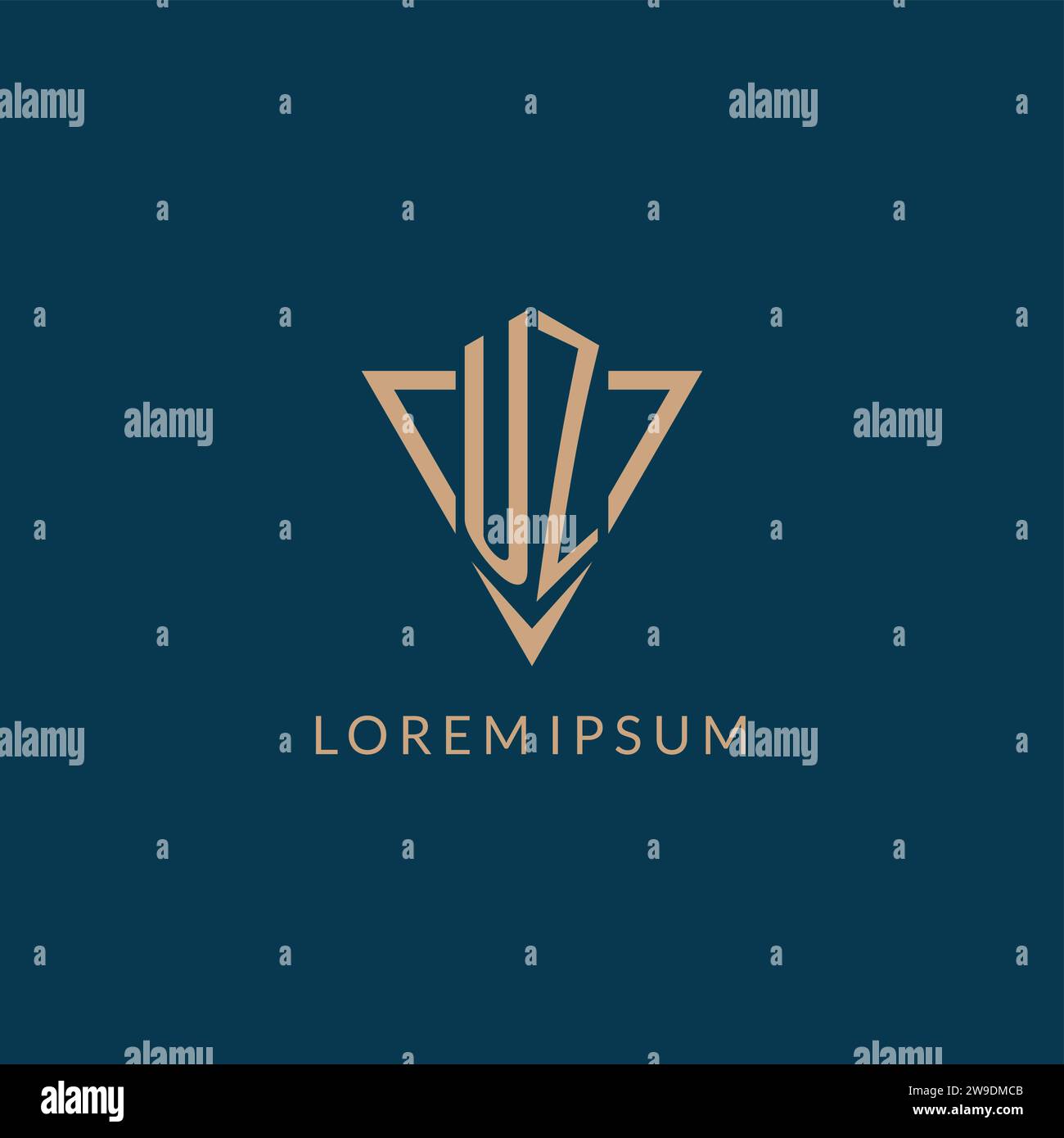 UZ logo initials triangle shape style, creative logo design vector graphic Stock Vector