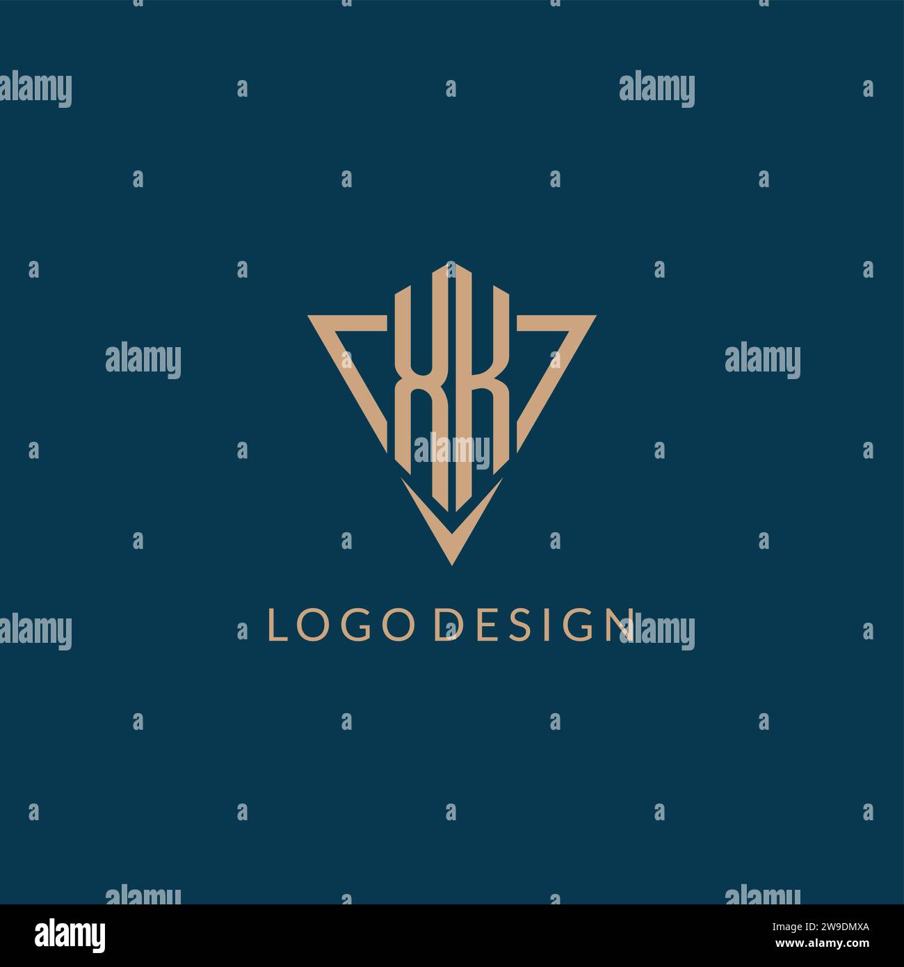 XK logo initials triangle shape style, creative logo design vector graphic Stock Vector