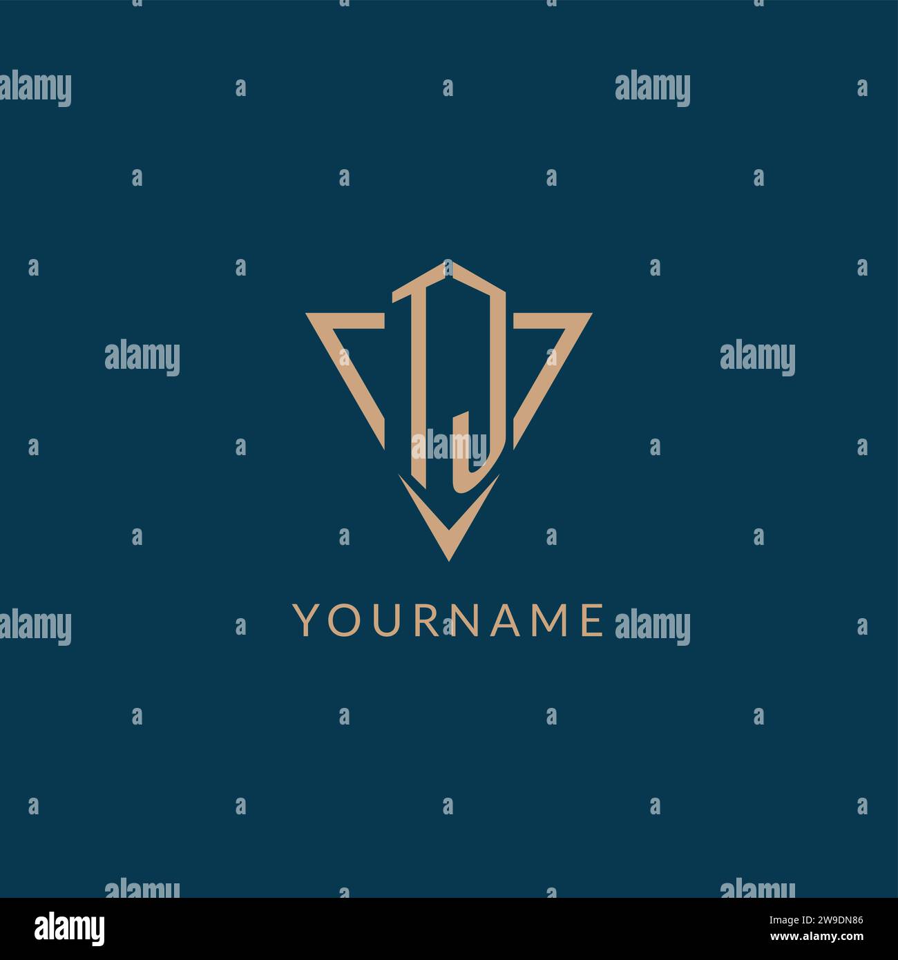 TJ logo initials triangle shape style, creative logo design vector graphic Stock Vector
