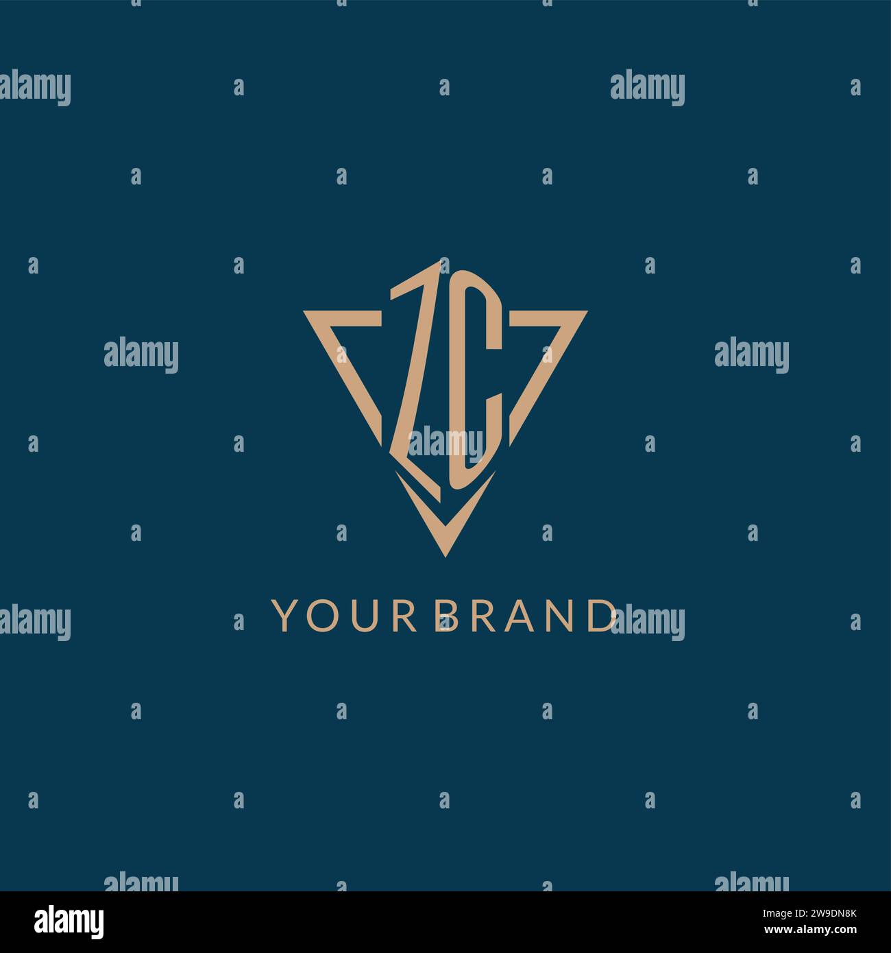 ZC logo initials triangle shape style, creative logo design vector graphic Stock Vector