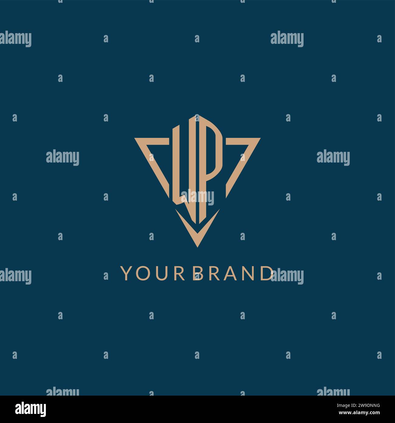 WP logo initials triangle shape style, creative logo design vector graphic Stock Vector