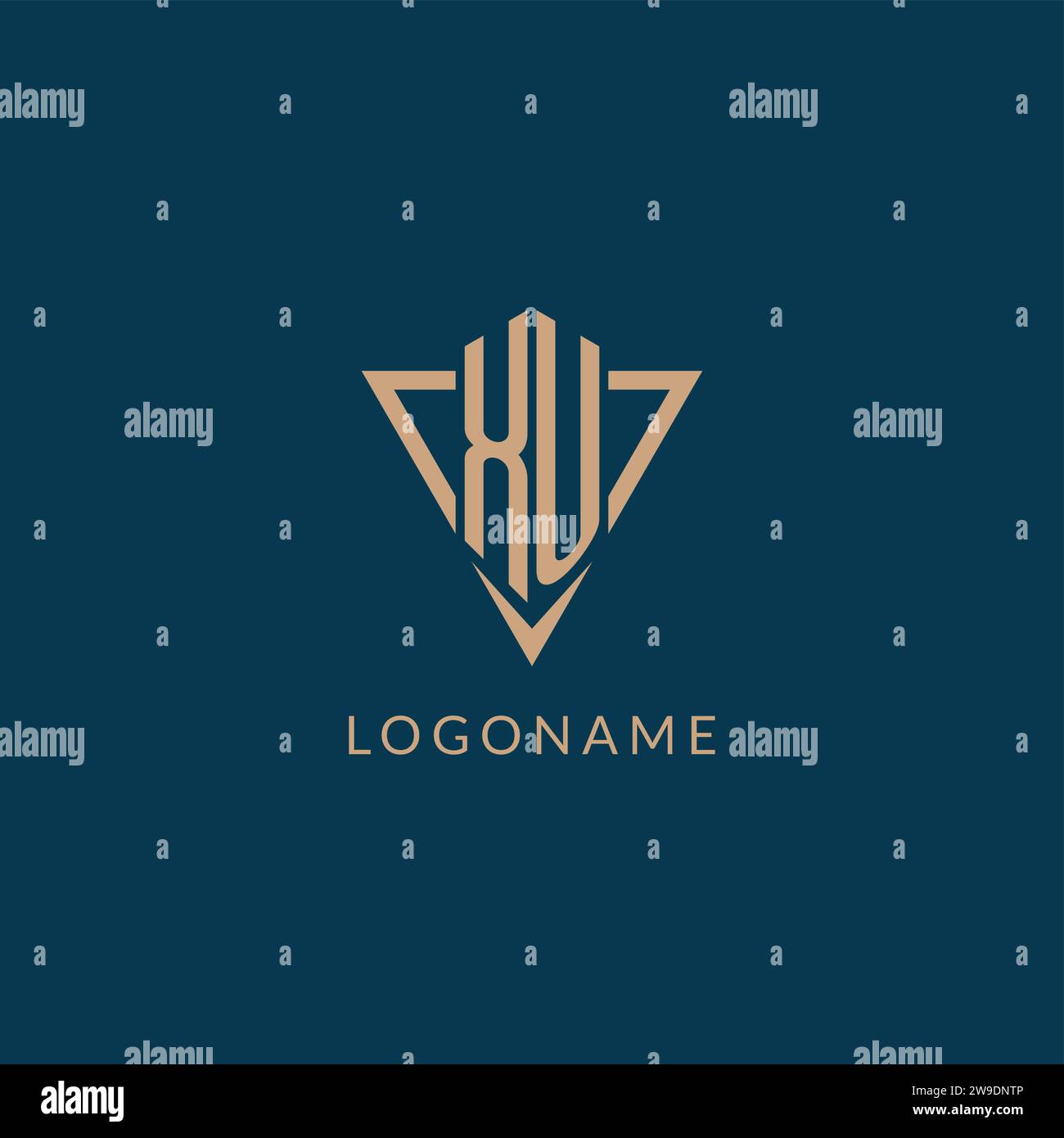 XU logo initials triangle shape style, creative logo design vector graphic Stock Vector