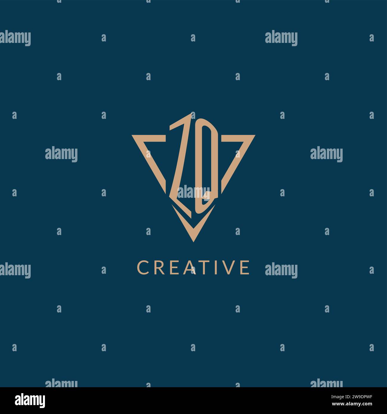 ZQ logo initials triangle shape style, creative logo design vector graphic Stock Vector
