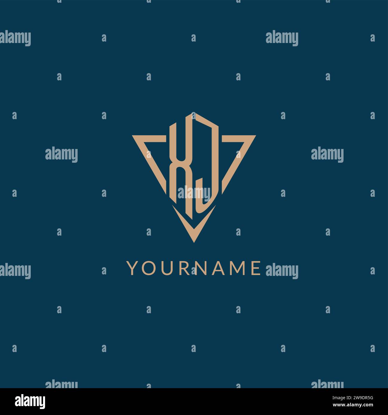 XJ logo initials triangle shape style, creative logo design vector graphic Stock Vector