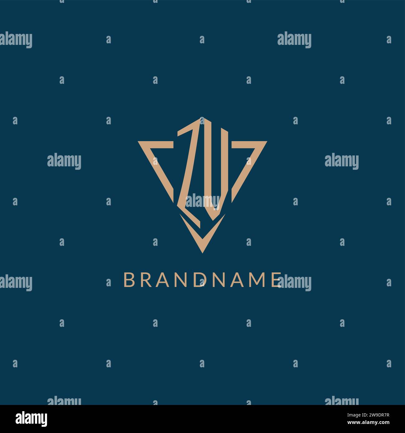 ZV logo initials triangle shape style, creative logo design vector graphic Stock Vector