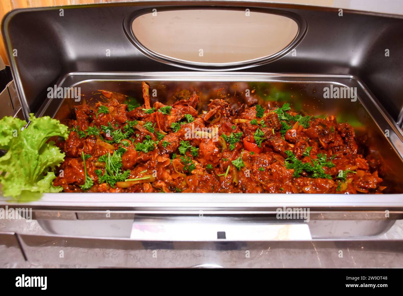 Spicy masala chicken curry/roast/korma a popular North Indian food in Delhi/Mumbai India Stock