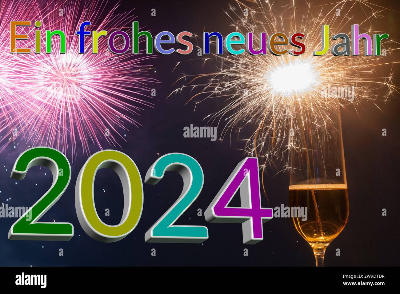 Silvestergrüße 2024 Grußkarte für Silvester in deutsch *** New Years