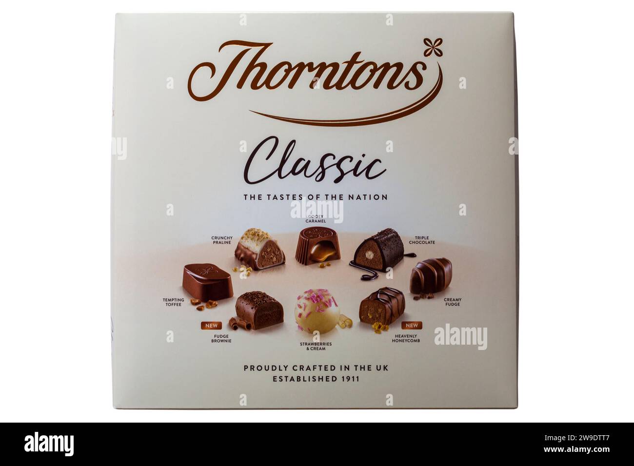 Box of Thorntons Classic The tastes of the nation chocolates isolated