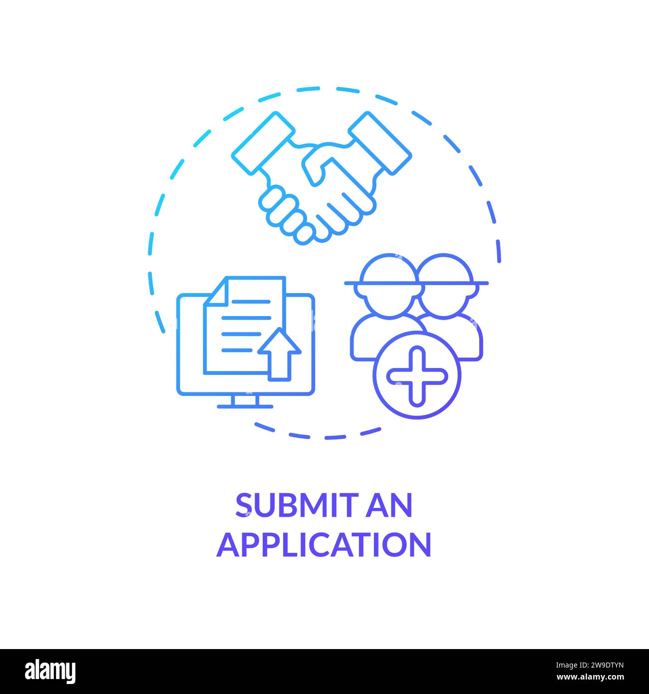 Thin line gradient submit an application icon concept Stock Vector