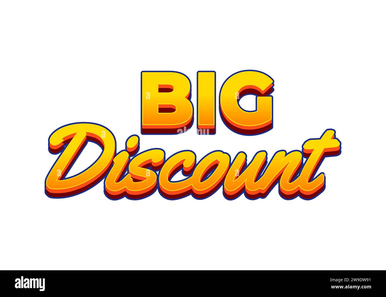 Big discount. Text effect design in 3D look. Yellow color Stock Vector