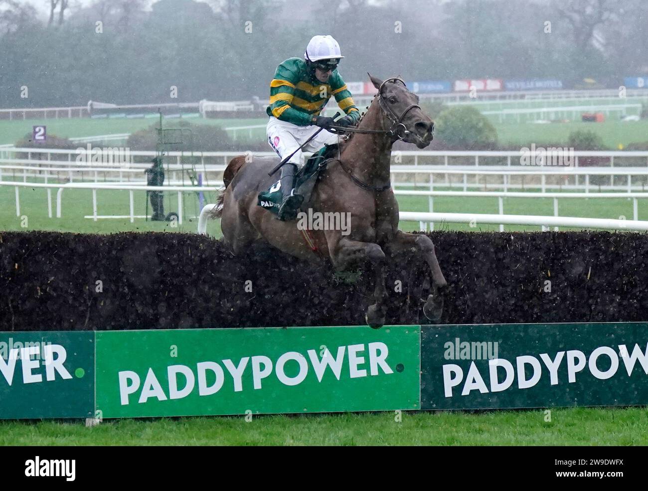 Dinoblue ridden by mark Walsh goes on to win The Paddy's Rewards Club Chase during day two of the Leopardstown Christmas Festival at Leopardstown Racecourse, Dublin. Picture date: Wednesday December 27, 2023. Stock Photo