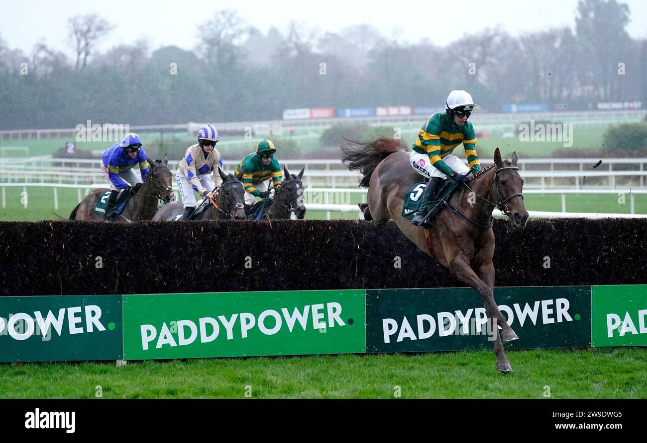 Eventual winner Dinoblue ridden by mark Walsh in action during The Paddy's Rewards Club Chase during day two of the Leopardstown Christmas Festival at Leopardstown Racecourse, Dublin. Picture date: Wednesday December 27, 2023. Stock Photo