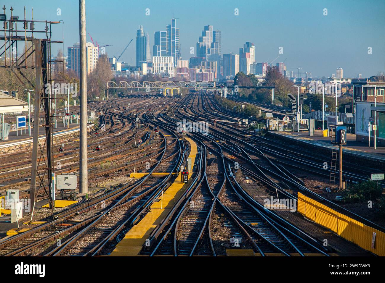 Trains not moving during indistrial action at Clapham Junction Stock Photo Alamy