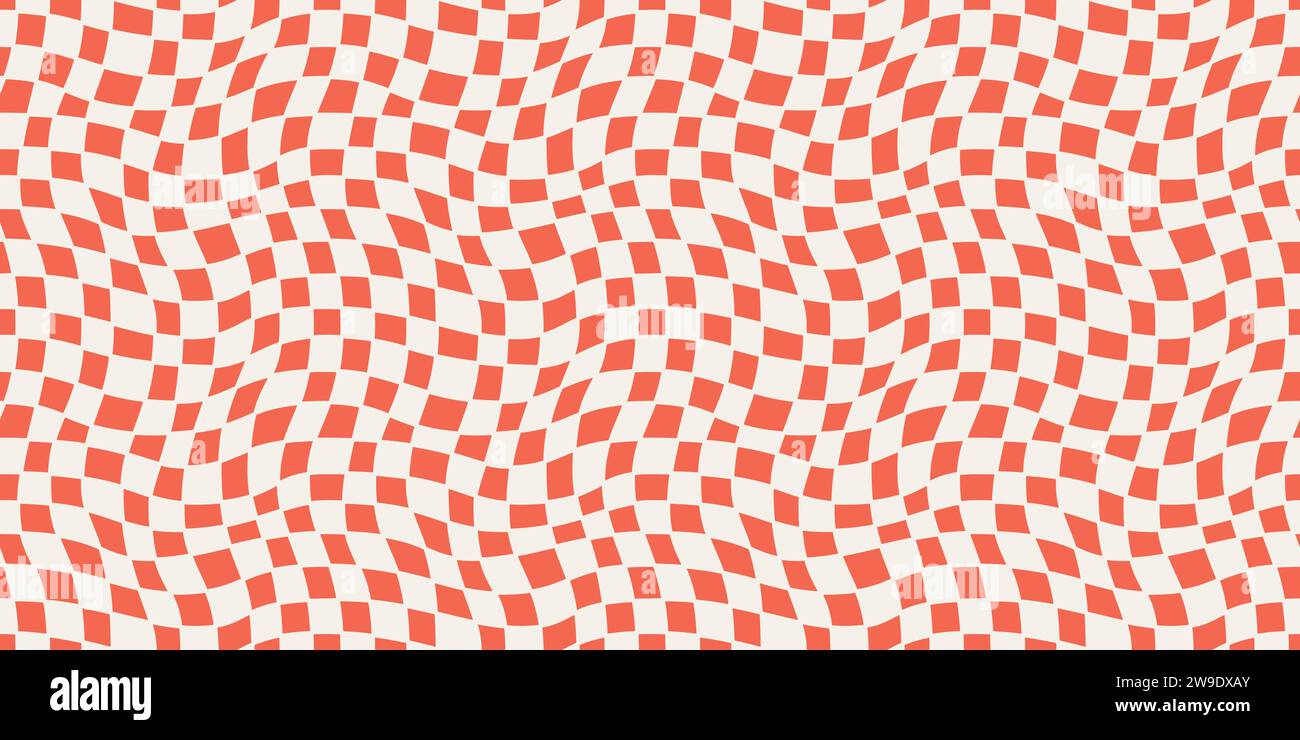 Seamless geometric pattern with woven and distorted checkers that create optical illusionVector illustration Stock Vector