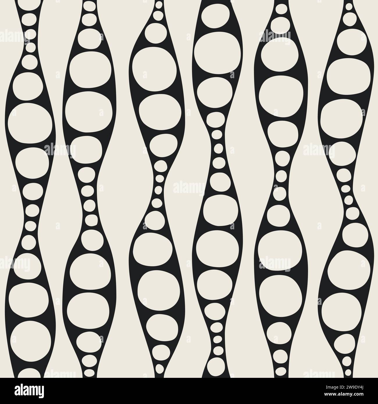 Seamless geometric pattern. Waves and circles in black and white ...