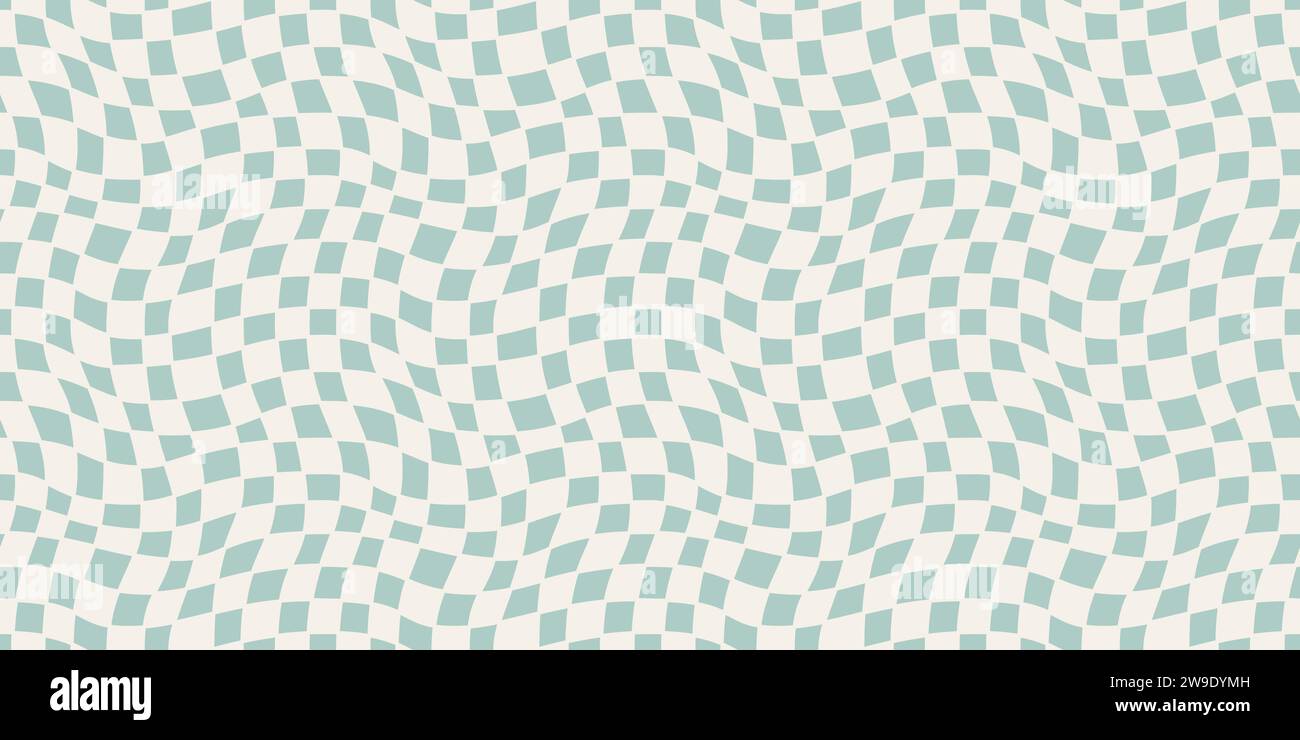 Seamless geometric pattern with woven and distorted checkers that create optical illusionVector illustration Stock Vector