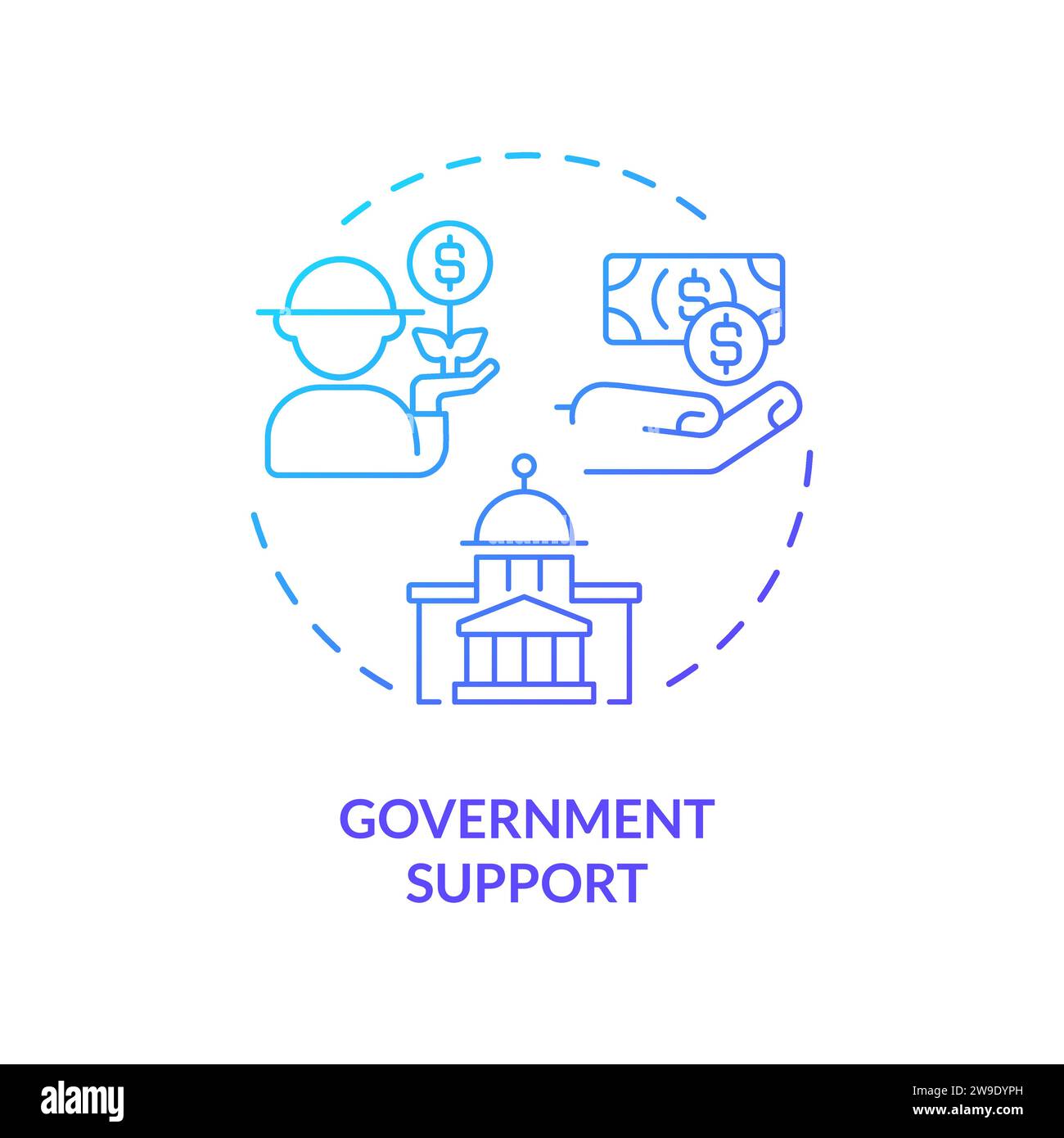 Thin line creative gradient government support icon concept Stock Vector