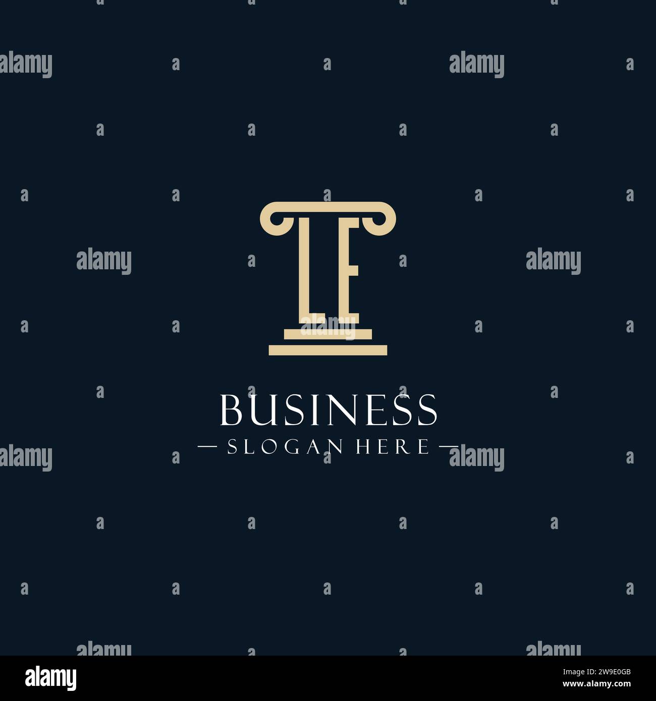 LE initial monogram logos with pillar shapes style design ideas Stock ...