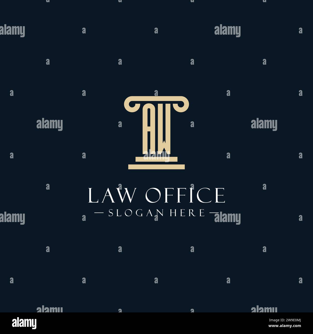 AW initial monogram logos with pillar shapes style design ideas Stock ...