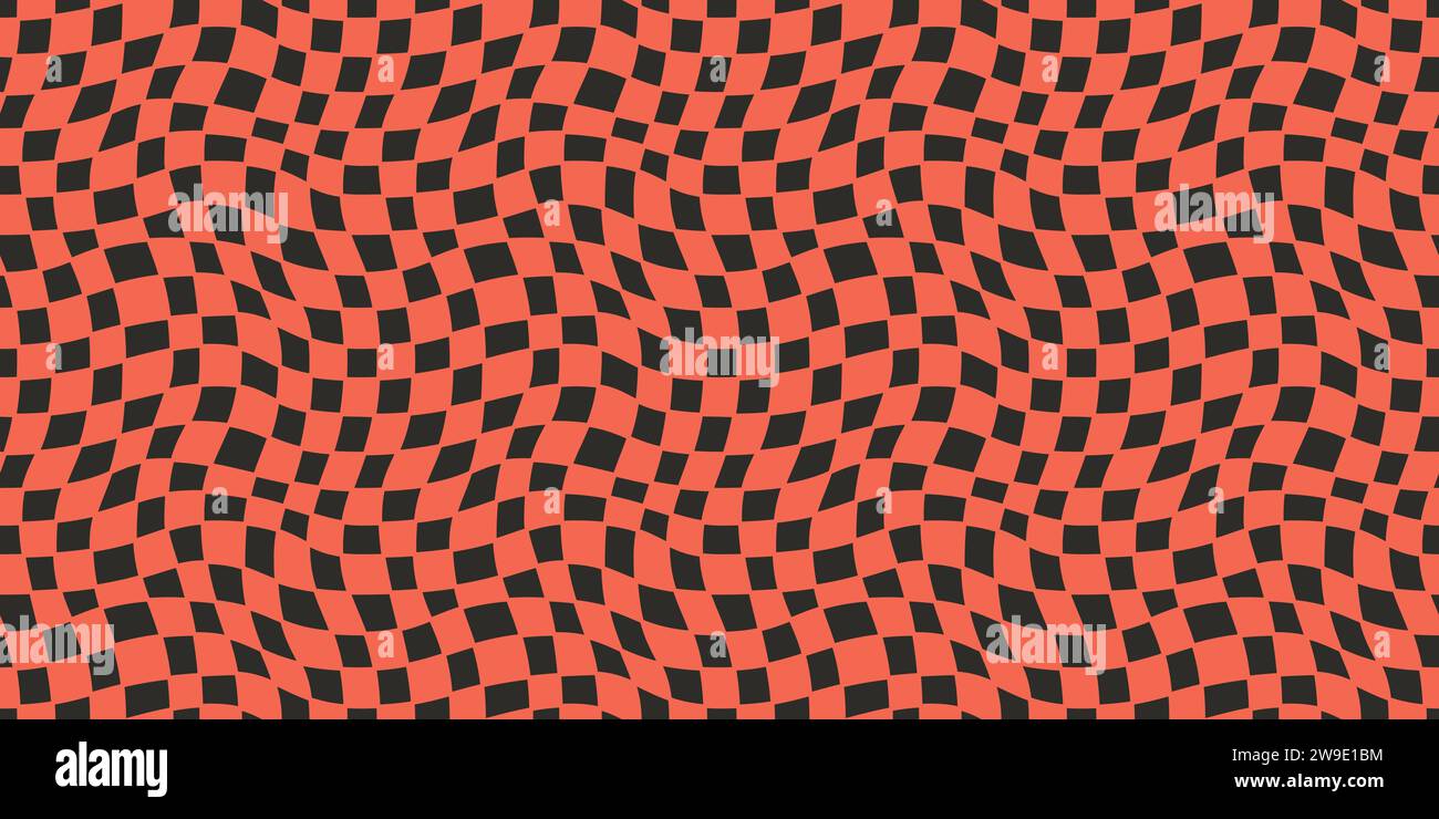 Seamless geometric pattern with woven and distorted checkers that create optical illusionVector illustration Stock Vector