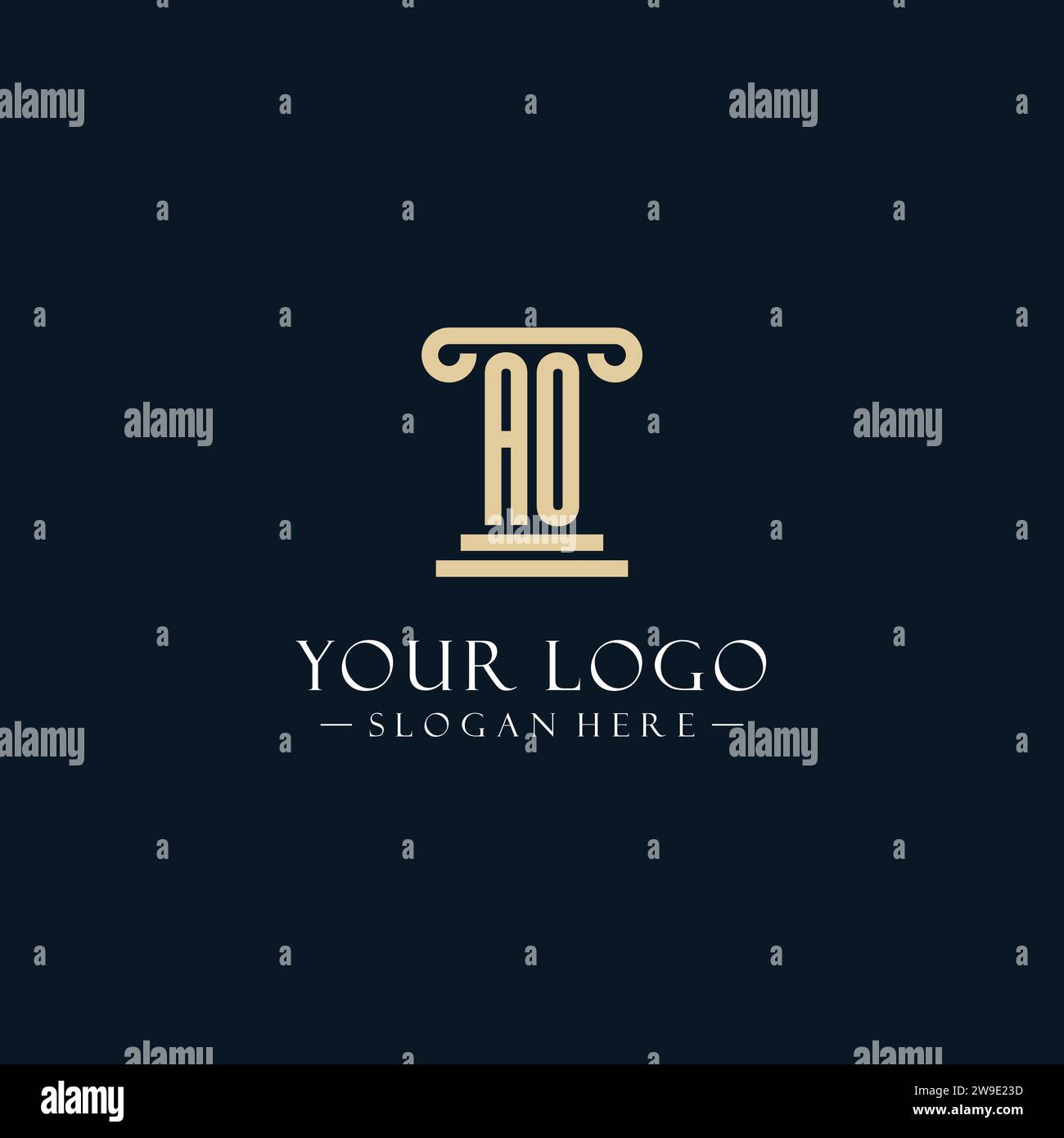 AO initial monogram logos with pillar shapes style design ideas Stock ...