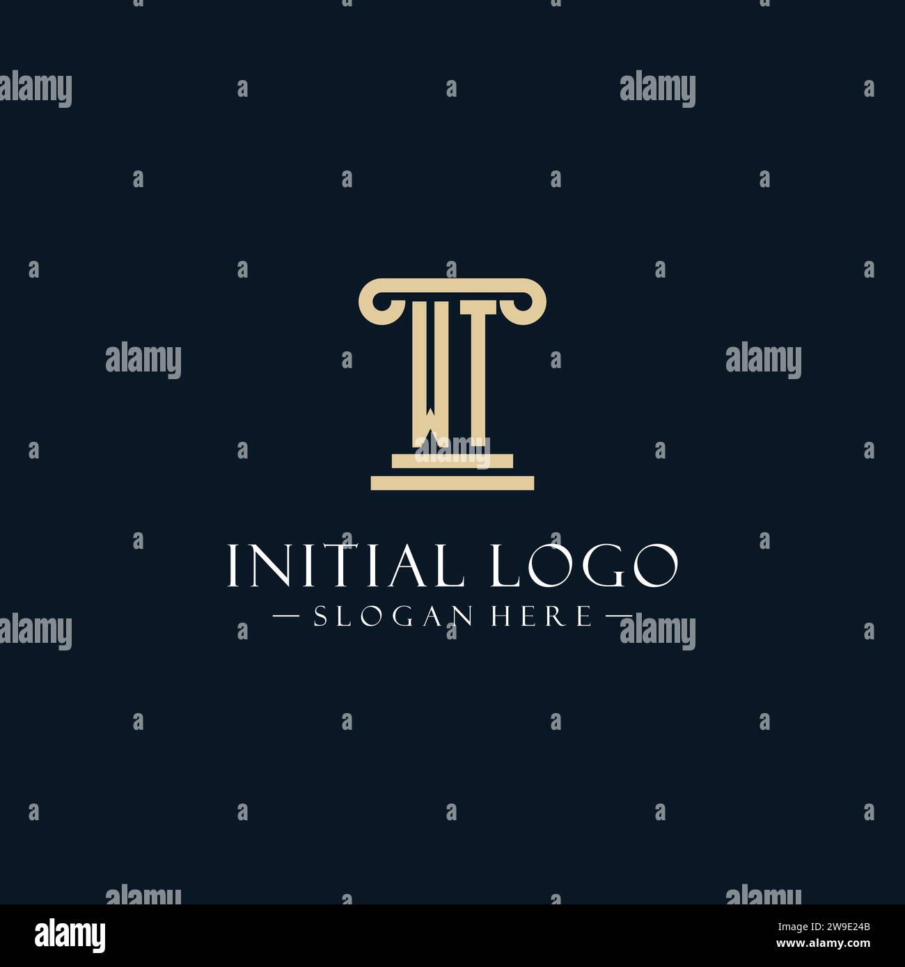 WT initial monogram logos with pillar shapes style design ideas Stock ...