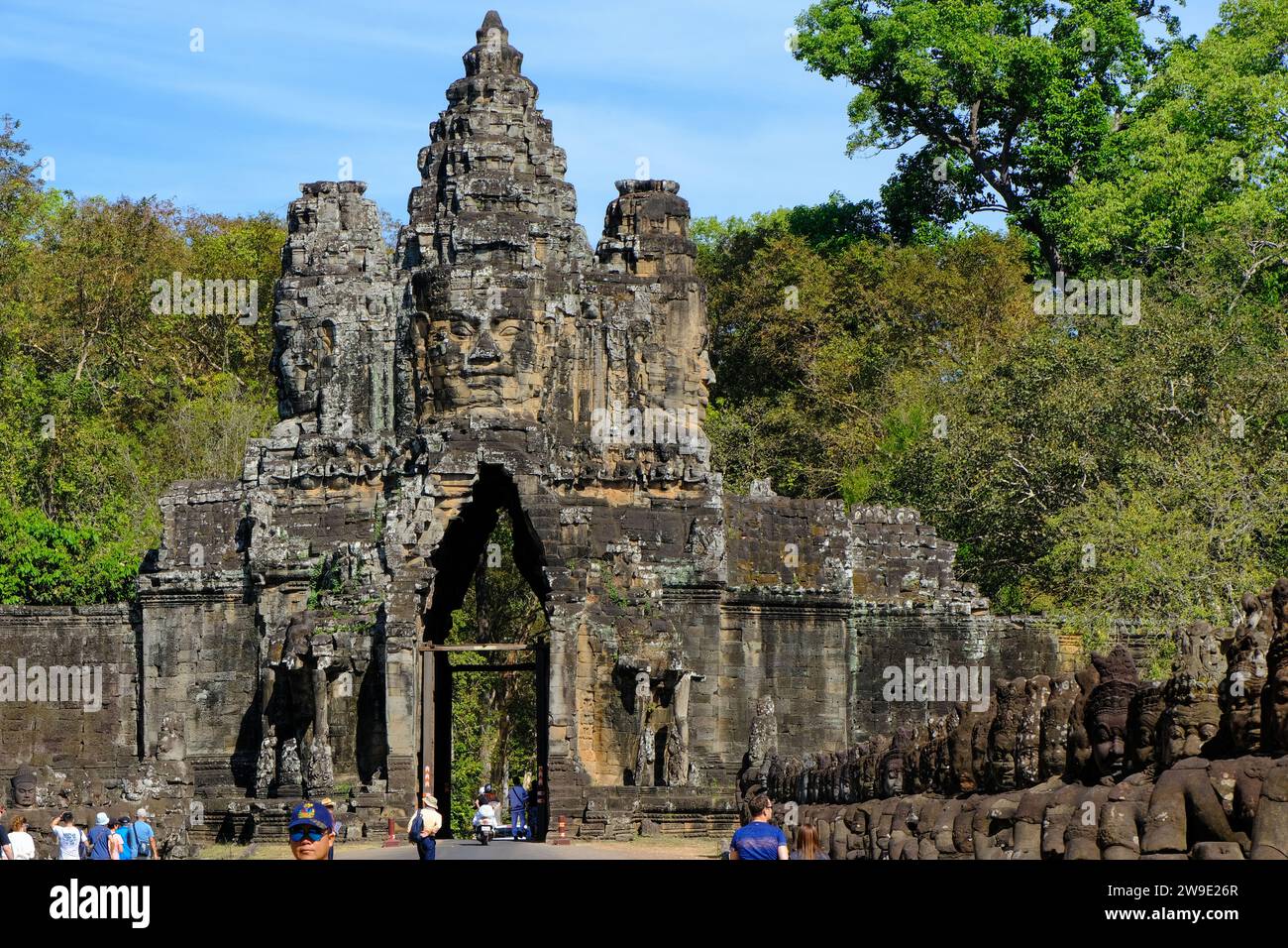 Tonle Om Gate (Southern Gate) of Angkor Thom, an ancient city in Siem Reap, Cambodia Stock Photo