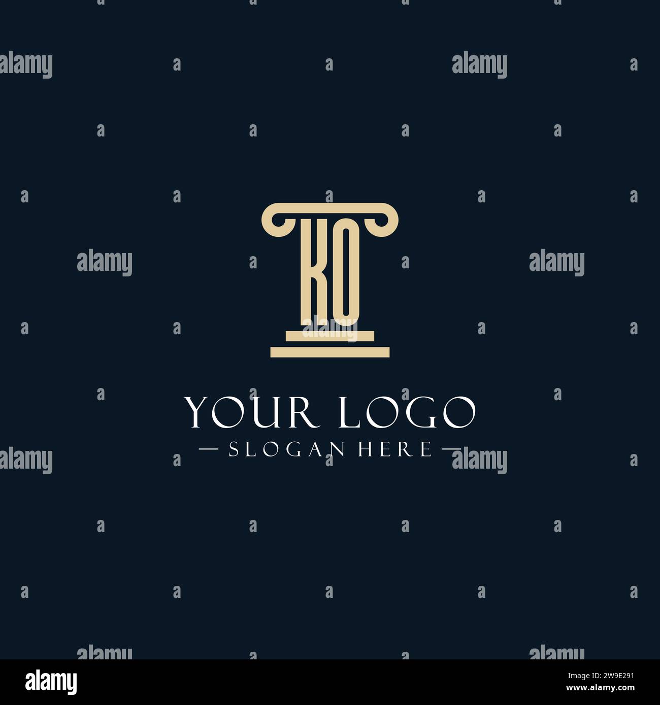 KO initial monogram logos with pillar shapes style design ideas Stock ...
