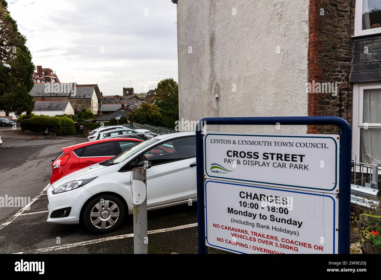Lynton car park on cross street, Lynton And Lynmouth, Devon, UK