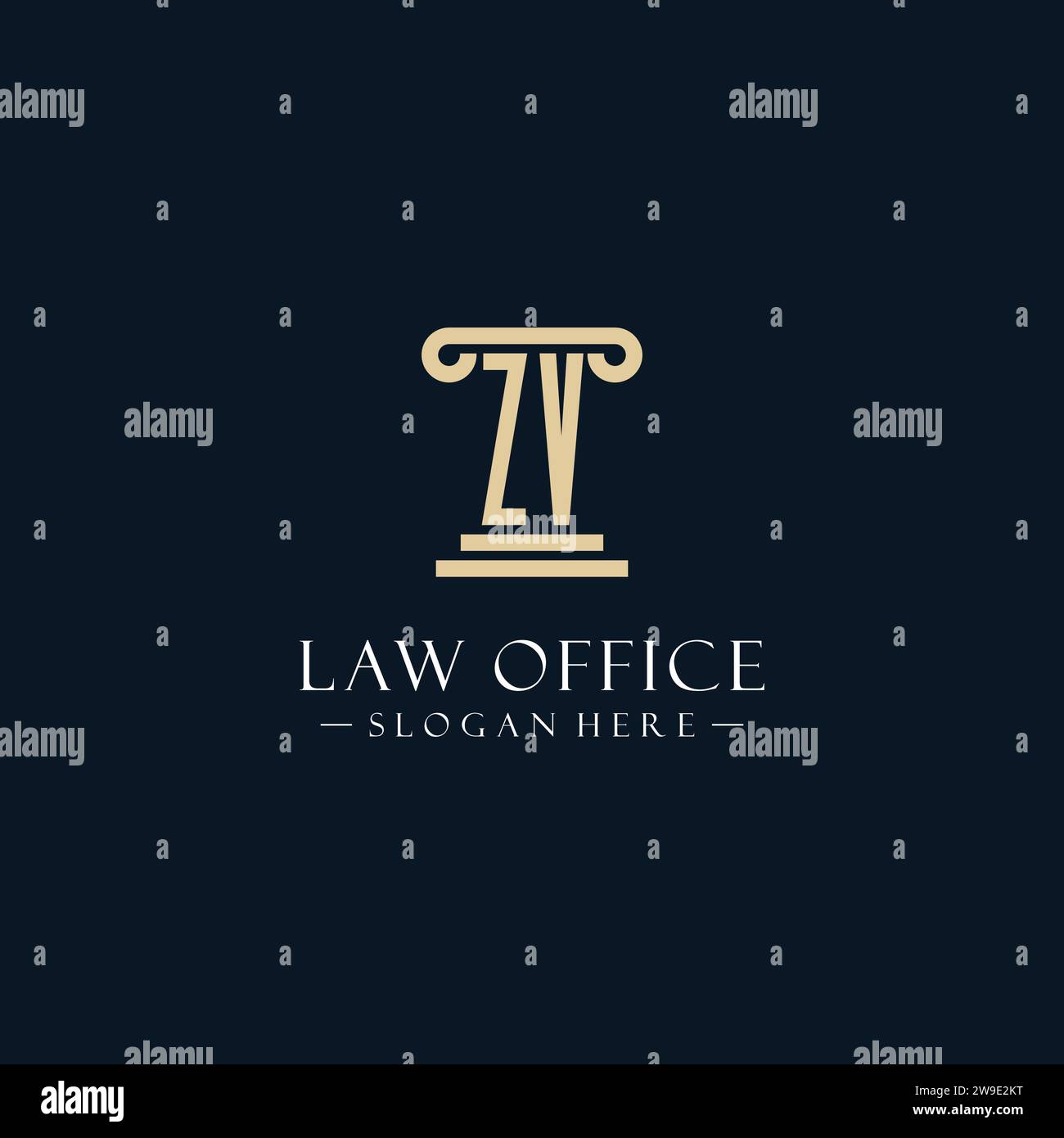 ZV initial monogram logos with pillar shapes style design ideas Stock ...