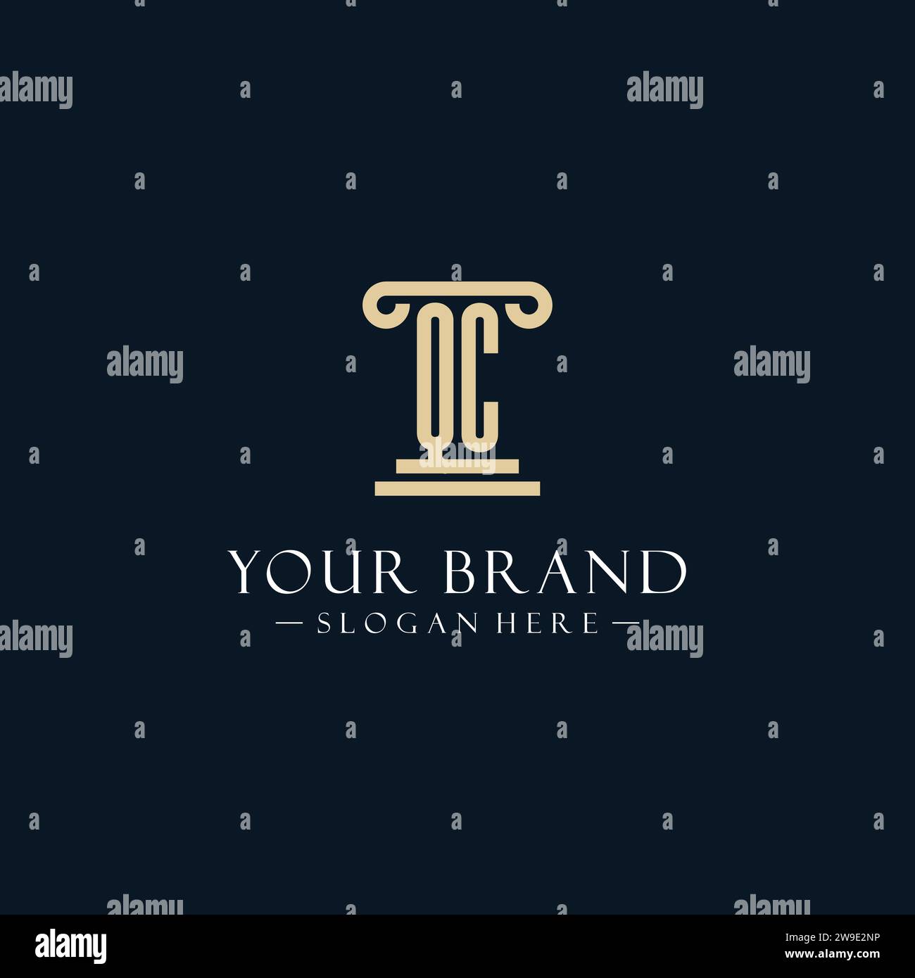 QC initial monogram logos with pillar shapes style design ideas Stock ...