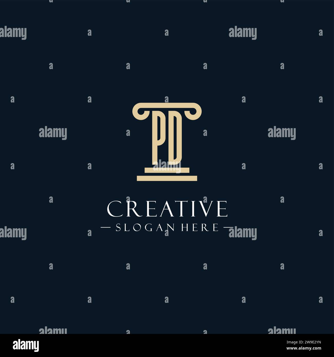PD initial monogram logos with pillar shapes style design ideas Stock ...
